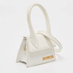 Pre Owned Jacquemus White Leather Mini Le Chiquito Top Handle Bag