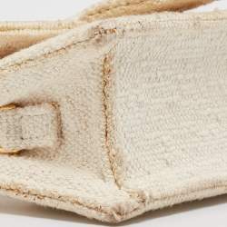 Pre Owned Jacquemus White Canvas Mini Le Bambino Top Handle Bag