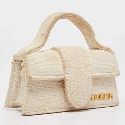 Pre Owned Jacquemus White Canvas Mini Le Bambino Top Handle Bag