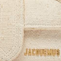 Pre Owned Jacquemus White Canvas Mini Le Bambino Top Handle Bag
