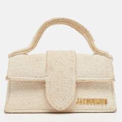 Pre Owned Jacquemus White Canvas Mini Le Bambino Top Handle Bag