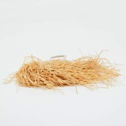 Jacquemus Cream/White Woven Raffia and Leather Let Petite Baci Shoulder Bag