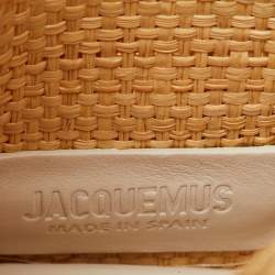 Jacquemus Cream/White Woven Raffia and Leather Let Petite Baci Shoulder Bag