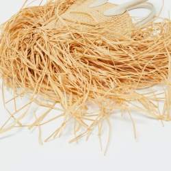 Jacquemus Cream/White Woven Raffia and Leather Let Petite Baci Shoulder Bag