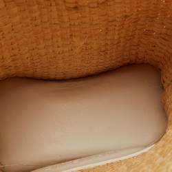 Jacquemus Cream/White Woven Raffia and Leather Let Petite Baci Shoulder Bag