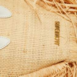 Jacquemus Cream/White Woven Raffia and Leather Let Petite Baci Shoulder Bag