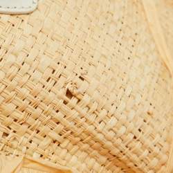 Jacquemus Cream/White Woven Raffia and Leather Let Petite Baci Shoulder Bag