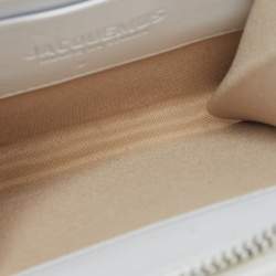 مملوكة مسبقًا Jacquemus White/Tan Raffia Logo Neck Strap Bag