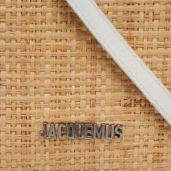 مملوكة مسبقًا Jacquemus White/Tan Raffia Logo Neck Strap Bag