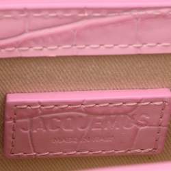 Jacquemus Pink Croc Embossed Leather Mini Le Chiquito Top Handle Bag