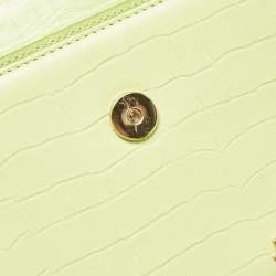 Jacquemus Light Green Croc Embossed Leather Le Chiquito Moyen Top Handle Bag