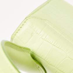Jacquemus Light Green Croc Embossed Leather Le Chiquito Moyen Top Handle Bag
