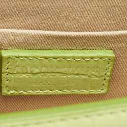 Jacquemus Light Green Croc Embossed Leather Le Chiquito Moyen Top Handle Bag