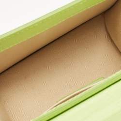 Jacquemus Light Green Croc Embossed Leather Le Chiquito Moyen Top Handle Bag