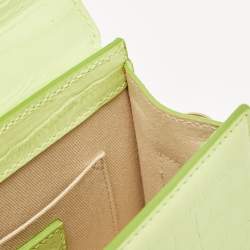 Jacquemus Light Green Croc Embossed Leather Le Chiquito Moyen Top Handle Bag
