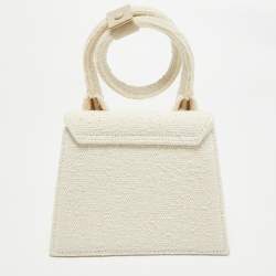 Jacquemus Off White Canvas Le Chiquito Noeud Top Handle Bag