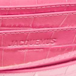 Jacquemus Pink Croc Embossed Leather La Riviera Double Tour Belt Bag