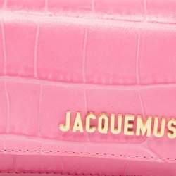 Jacquemus Pink Croc Embossed Leather La Riviera Double Tour Belt Bag