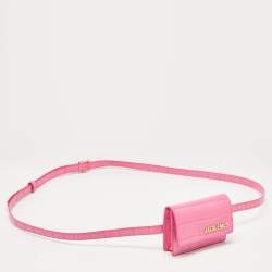 Jacquemus Pink Croc Embossed Leather La Riviera Double Tour Belt Bag