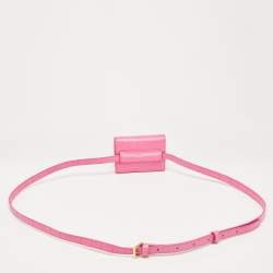 Jacquemus Pink Croc Embossed Leather La Riviera Double Tour Belt Bag