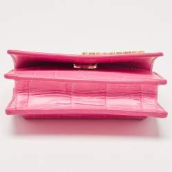 Jacquemus Pink Croc Embossed Leather La Riviera Double Tour Belt Bag