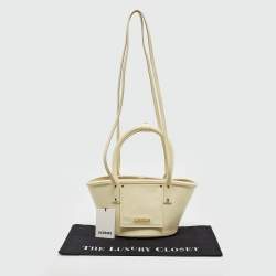 Jacquemus Yellow Woven Embossed Leather Le Petit Panier Basket Tote