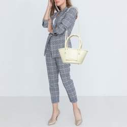 Jacquemus Yellow Woven Embossed Leather Le Petit Panier Basket Tote