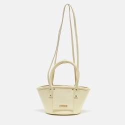 Jacquemus Yellow Woven Embossed Leather Le Petit Panier Basket Tote