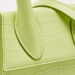 Pre Owned Jacquemus Green Green Croc Embossed Leather Le Chiquito Moyen Top Handle Bag