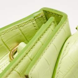 Pre Owned Jacquemus Green Green Croc Embossed Leather Le Chiquito Moyen Top Handle Bag