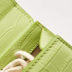 Pre Owned Jacquemus Green Green Croc Embossed Leather Le Chiquito Moyen Top Handle Bag