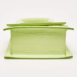 Pre Owned Jacquemus Green Green Croc Embossed Leather Le Chiquito Moyen Top Handle Bag