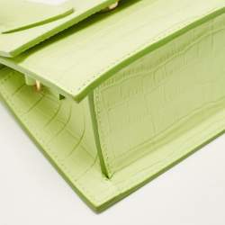 Pre Owned Jacquemus Green Green Croc Embossed Leather Le Chiquito Moyen Top Handle Bag