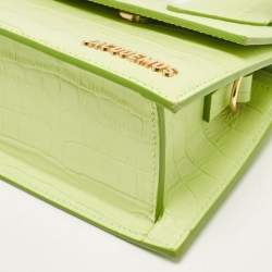 Pre Owned Jacquemus Green Green Croc Embossed Leather Le Chiquito Moyen Top Handle Bag