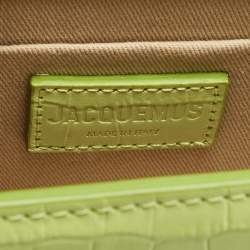 Pre Owned Jacquemus Green Green Croc Embossed Leather Le Chiquito Moyen Top Handle Bag