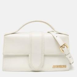 Pre Owned Jacquemus White Leather Le Grand Bambino Top Handle Bag