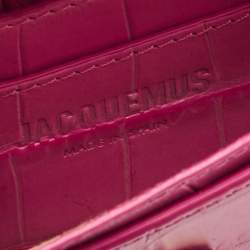 Jacquemus Pink Croc Embossed Leather La Riviera Double Tour Belt Bag