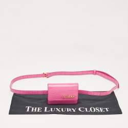 Jacquemus Pink Croc Embossed Leather La Riviera Double Tour Belt Bag