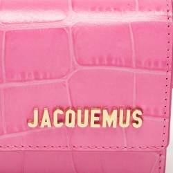 Jacquemus Pink Croc Embossed Leather La Riviera Double Tour Belt Bag