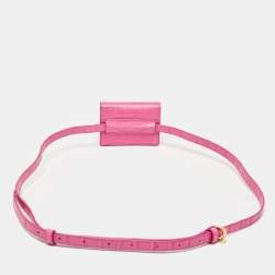 Jacquemus Pink Croc Embossed Leather La Riviera Double Tour Belt Bag