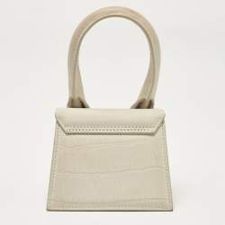 Pre Owned Jacquemus Light Grey Nubuck Leather Mini Le Chiquito Top Handle Bag