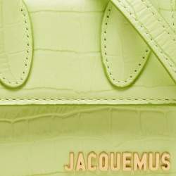 Jacquemus Green Croc Embossed Leather Mini Le Chiquito Top Handle Bag