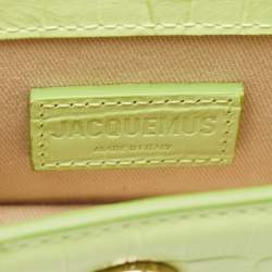 Jacquemus Green Croc Embossed Leather Mini Le Chiquito Top Handle Bag