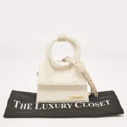 Jacquemus Off White Canvas Le Chiquito Noeud Top Handle Bag