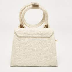 Jacquemus Off White Canvas Le Chiquito Noeud Top Handle Bag
