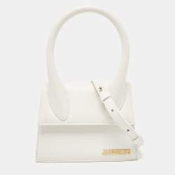 Pre Owned Jacquemus White Leather Leather Le Chiquito Moyen Top Handle Bag