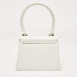 Pre Owned Jacquemus White Leather Leather Le Chiquito Moyen Top Handle Bag