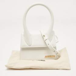 Pre Owned Jacquemus White Leather Leather Le Chiquito Moyen Top Handle Bag