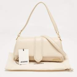 Pre Owned Jacquemus Beige Leather Le Bambimou Padded Shoulder Bag