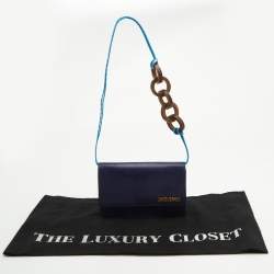 Jacquemus Dark Blue Lizard Embosed Leather Le Riveira Shoulder Bag